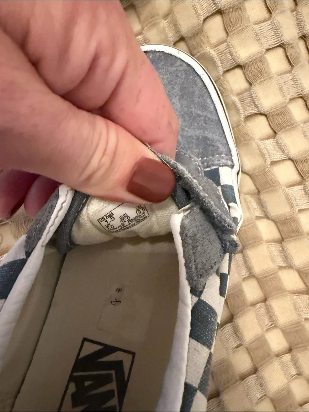 Vans Kids Grey Checkerboard Velcro Skate Shoes